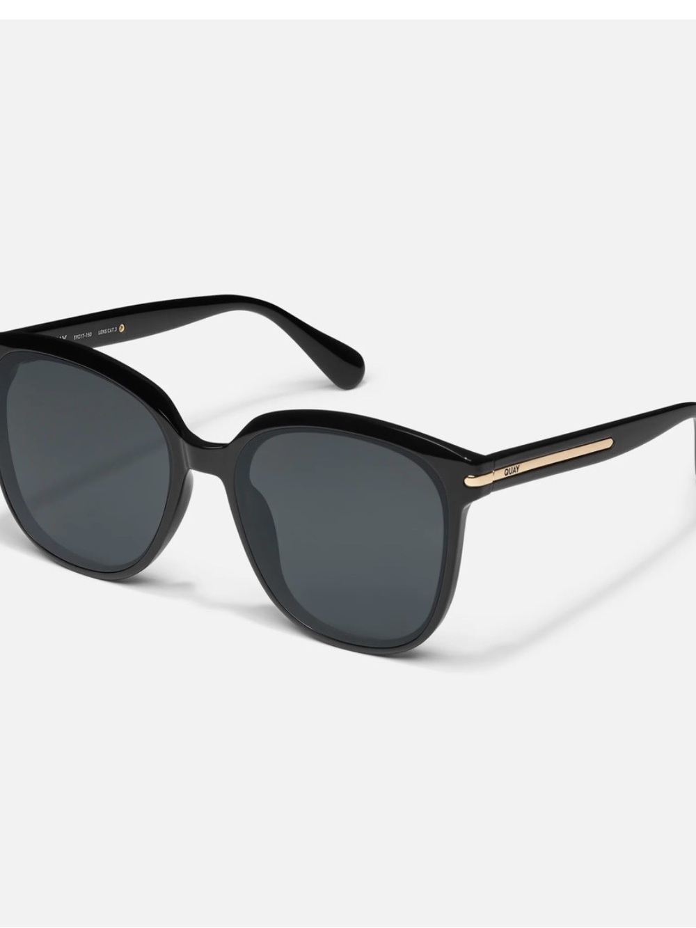 Black Women's Oversized Square Sunglasses with Gold Accent